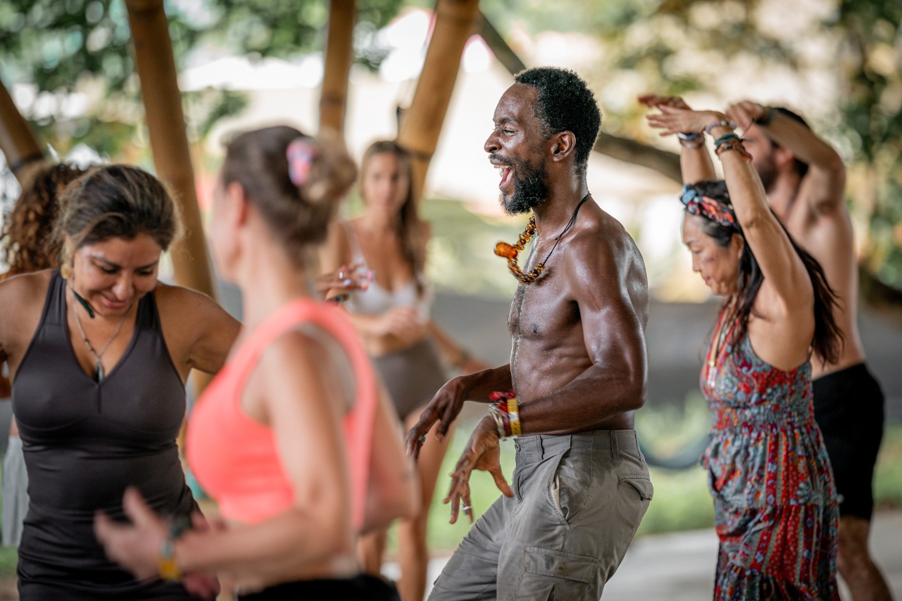 Participants enjoying movement together at a SOMA Breath workshop